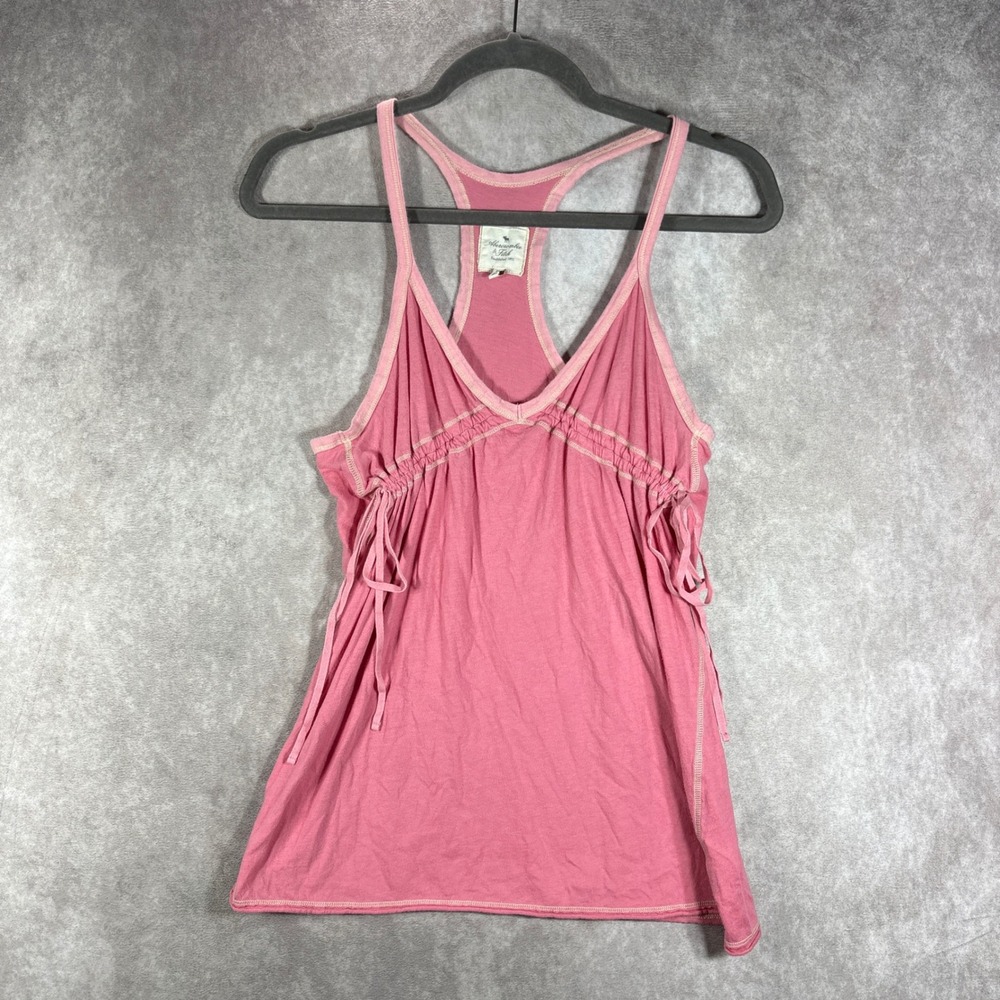 Abercrombie & Fitch Tank Top Womens M Pink Racerback Side Ties Y2K Boho Cotton